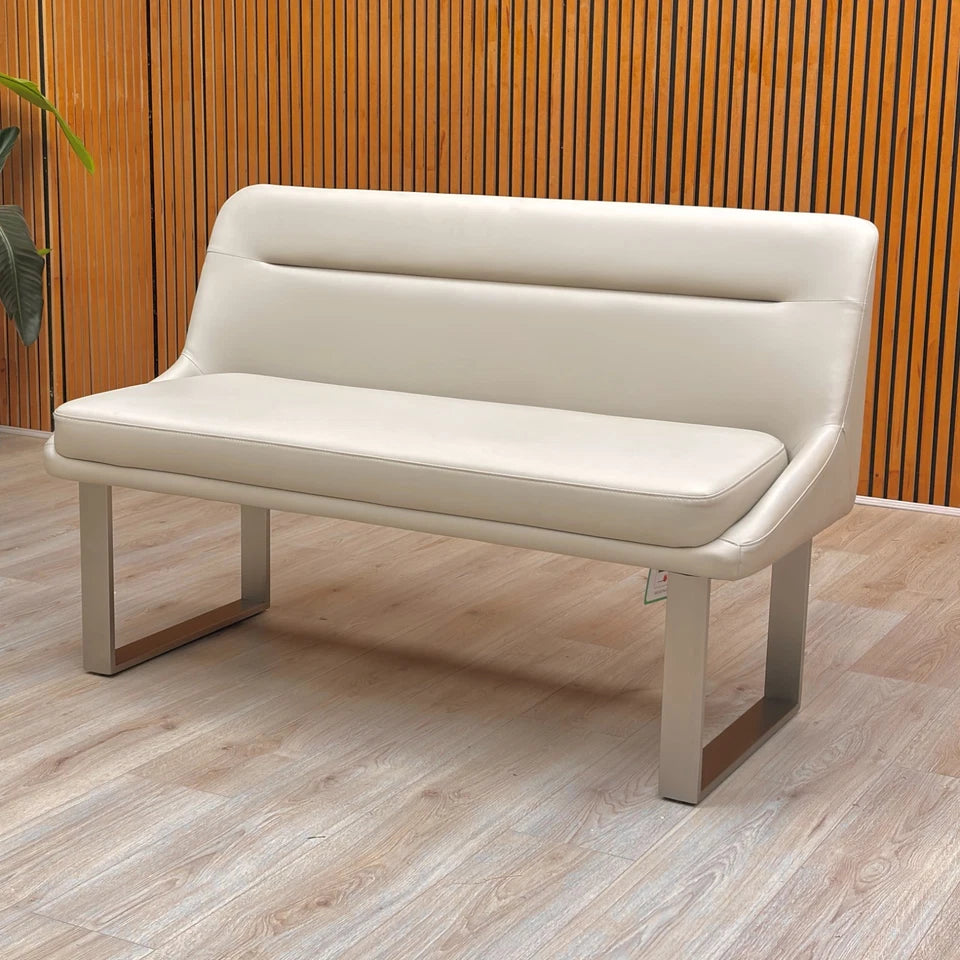 ‘Avorio’ Neutral Faux Leather High Back Dining Bench