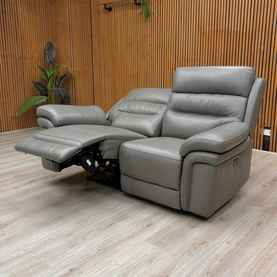 ‘Berlin' Natural Ash La-4825 Leather 2 Seater Power Recliner Sofa with Power Headrest