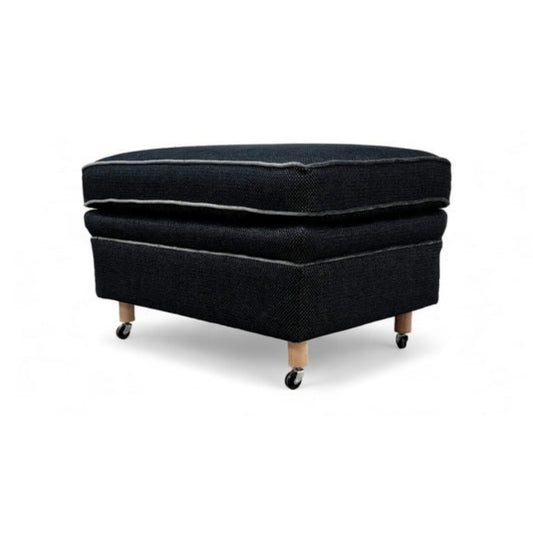 Duresta ‘McMann’ Navy Fabric Footstool on Caster Legs