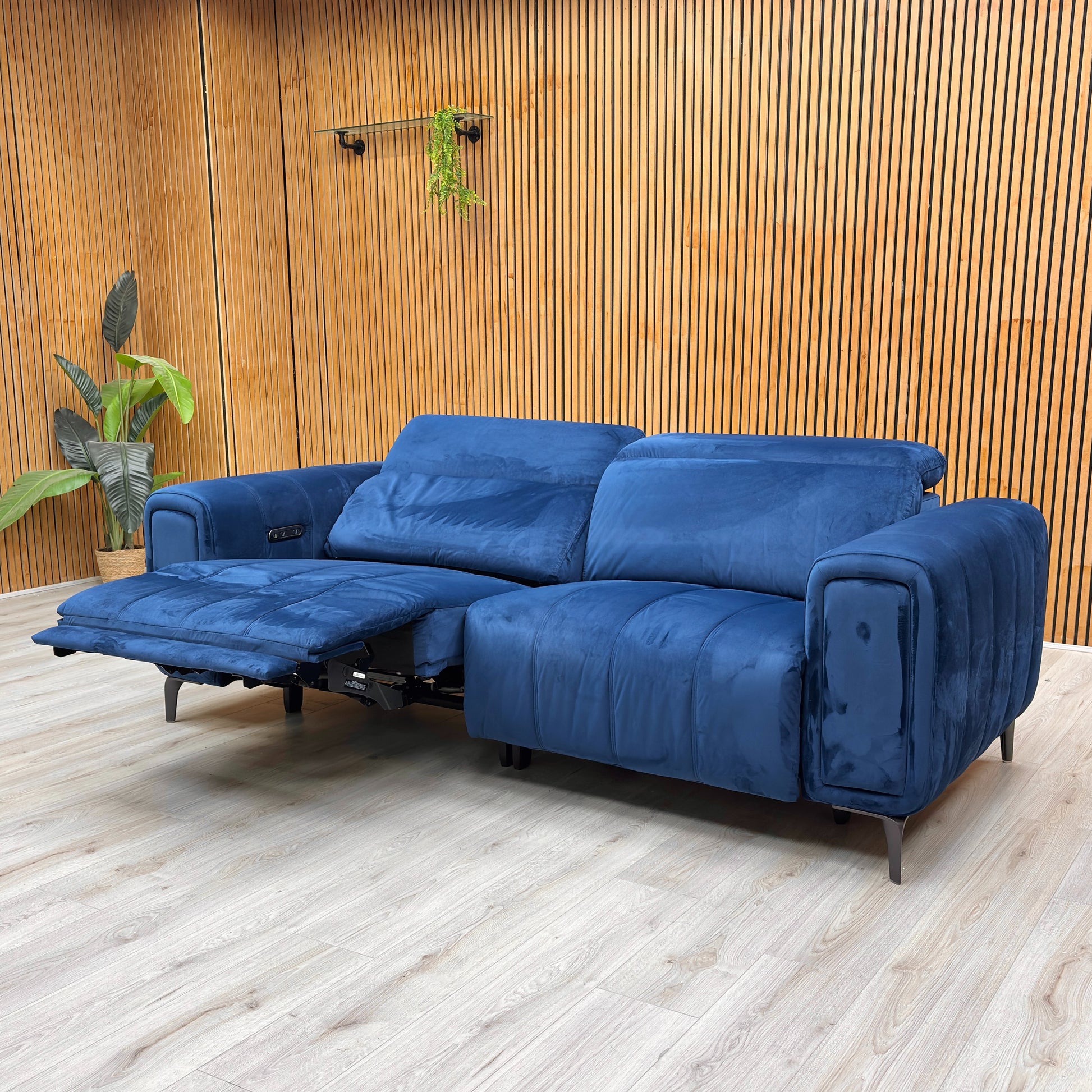 texture shot of the Royal Blue 50495 Opulence Velvet fabric, highlighting the soft pile and deep colour.