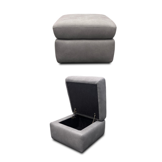 'Cinemax' Nappa Grey Velvet Storage Footstool