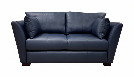 'Calista' Deep Spring Blue Leather 2 Seater Sofa