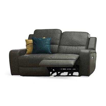 'Leon' 2 Seater Charcoal Faux Leather Recliner Sofa
