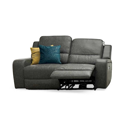 'Leon' 2 Seater Charcoal Faux Leather Recliner Sofa