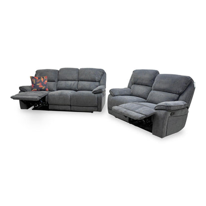 Angled view of the 3-seater sofa showing the integrated console and recliner pull handles.