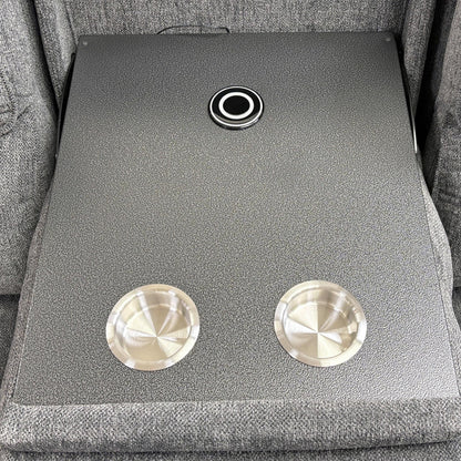 Close up view of the Costa sofa set showing the full fabric coverage on the back panels.
