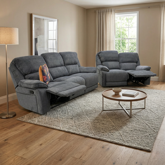 Living room shot of the Costa 3+2 sofa set arranged in a modern living room setting.