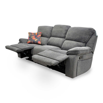 Angled view of the Costa sofa highlighting the spacious three-seat configuration and console.