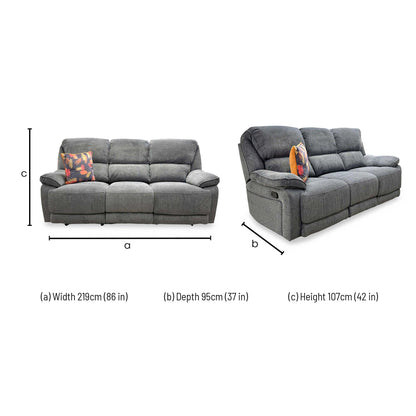 Technical dimension diagram for the Costa 3-seater sofa showing width, depth, and height.