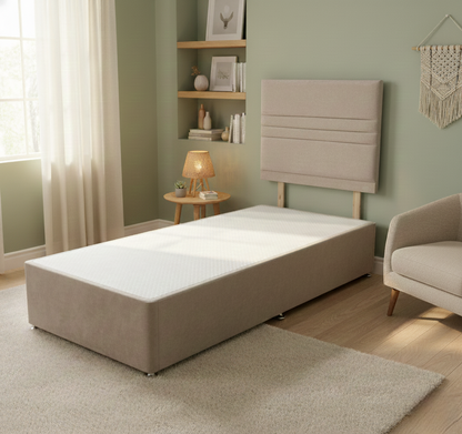 ‘Yankee’ Verona Mushroom Fabric Single Bed