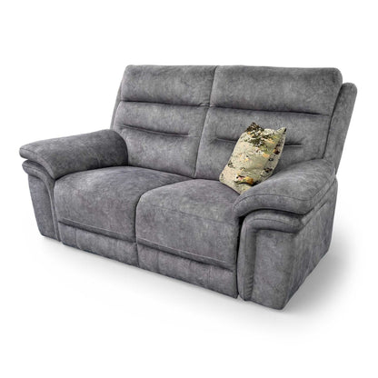 Side view of the 'Berlin' 2-seater static sofa in dark grey velvet, showcasing its high back and plush armrests.
