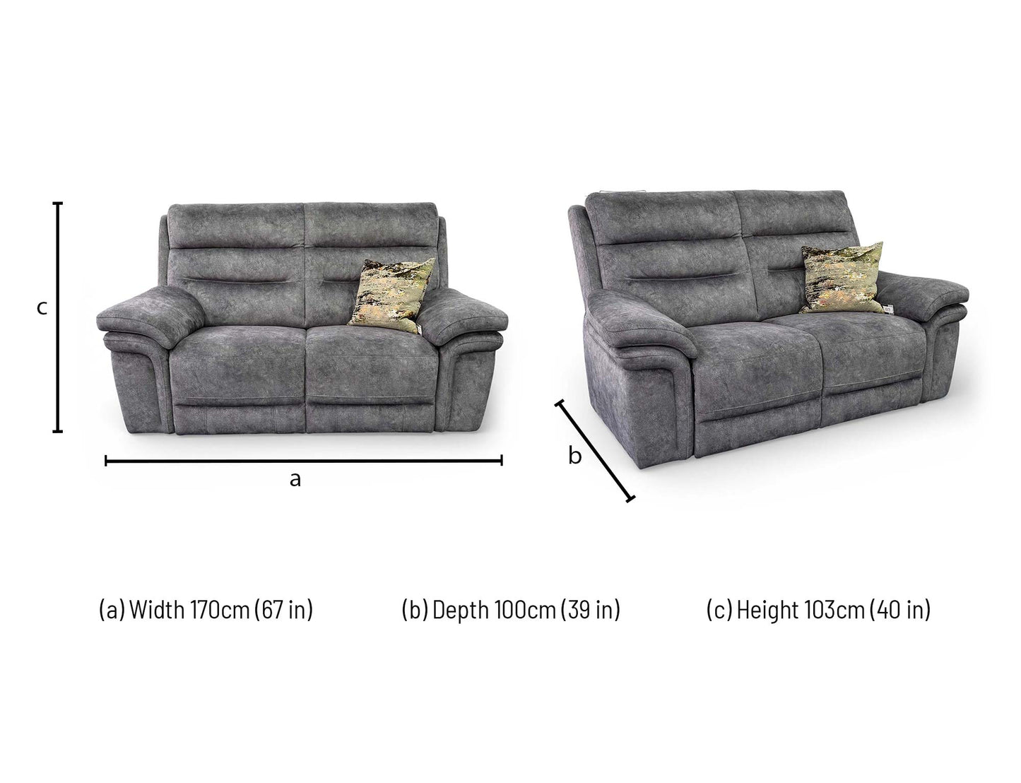 Dimensions for the 'Berlin' 2 Seater Sofa