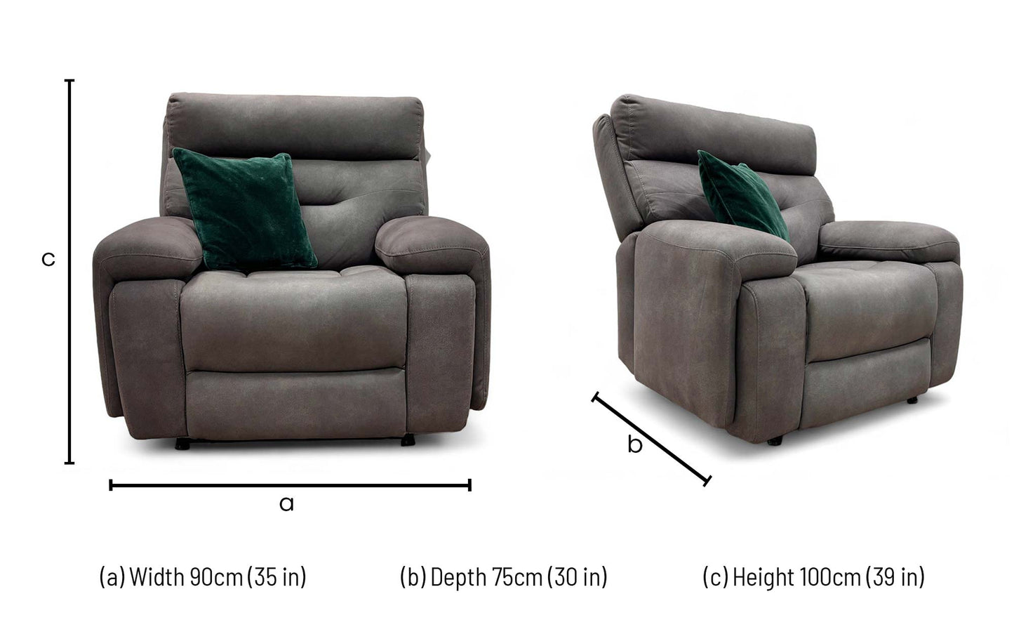 ‘Cinemax' Nappa Grey Media Fabric Power Recliner Chair with Power Headrest