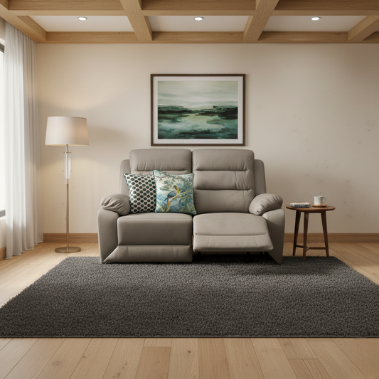 ‘Trinity’ Manual Recliner Grey Soft Endurance Fabric 2 Seater Sofa