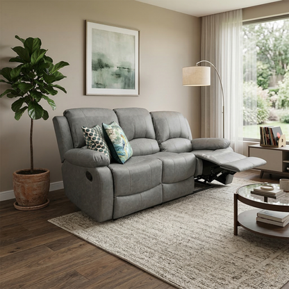 'Bennett' Grey Endurance Fabric Manual Recliner 3 Seater Sofa