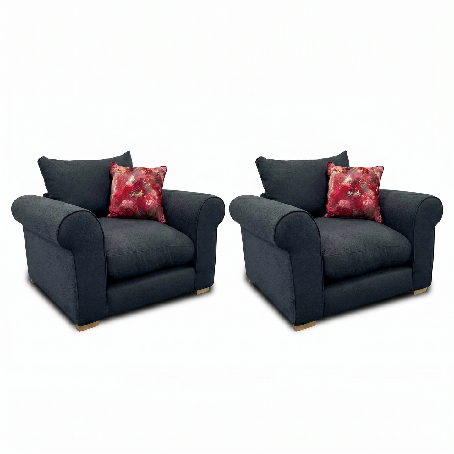‘Hugh' Navy Calix Boucle Armchairs - Set of 2