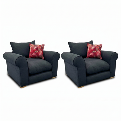 ‘Hugh' Navy Calix Boucle Armchairs - Set of 2