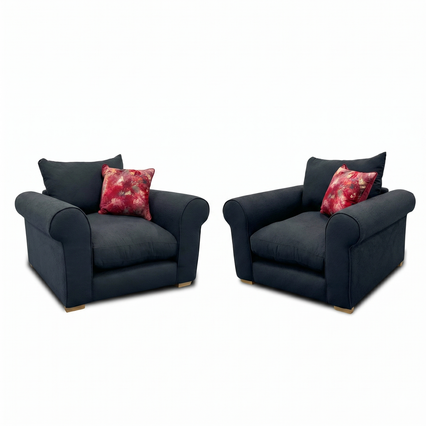 ‘Hugh' Navy Calix Boucle Armchairs - Set of 2