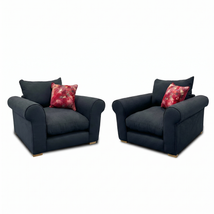 ‘Hugh' Navy Calix Boucle Armchairs - Set of 2