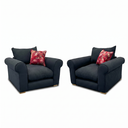 ‘Hugh' Navy Calix Boucle Armchairs - Set of 2