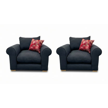 ‘Hugh' Navy Calix Boucle Armchairs - Set of 2