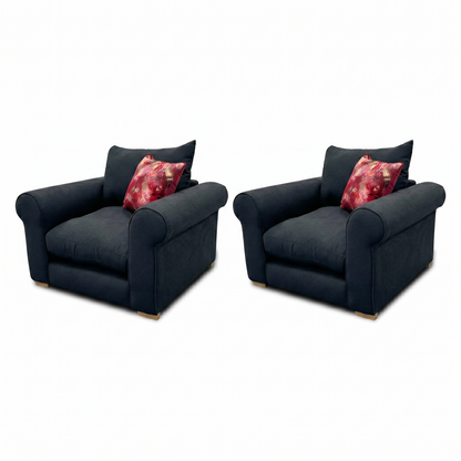 ‘Hugh' Navy Calix Boucle Armchairs - Set of 2
