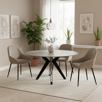 ‘Kore’ Grey Sintered Stone Round Dining Table