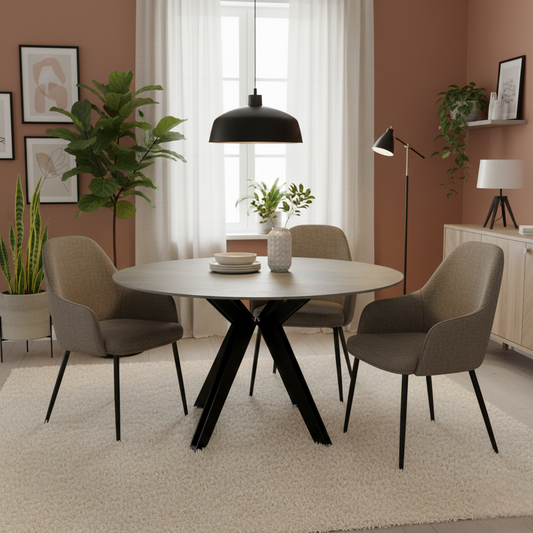 ‘Kore’ Grey Sintered Stone Round Dining Table