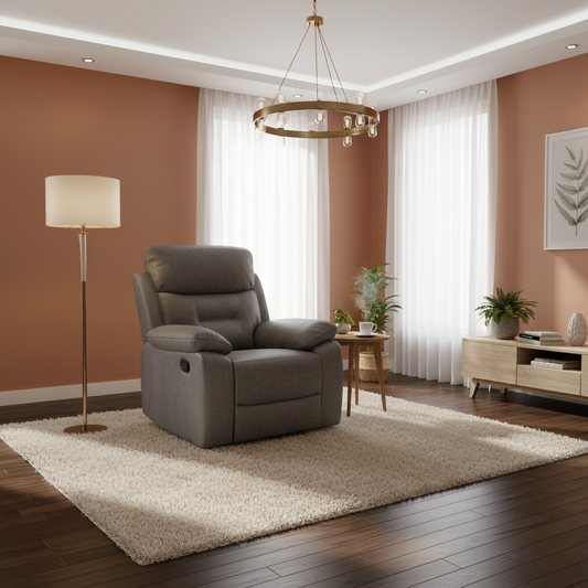 ‘Beaumont’ Grey Endurance Fabric Manual Recliner High Back Armchair