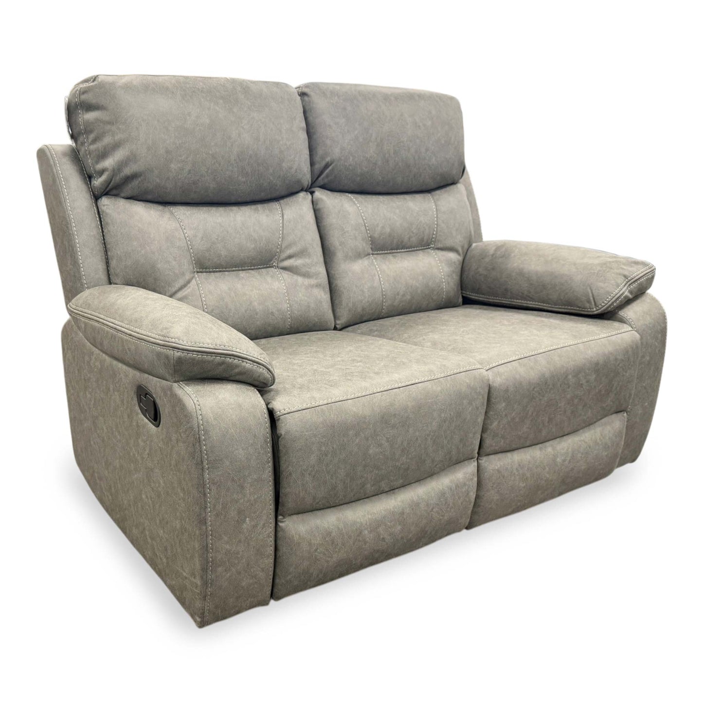 'Beaumont' Grey Endurance Fabric Manual Recliner High Back 2 Seater Sofa