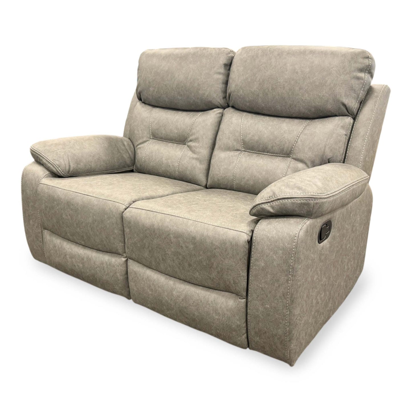'Beaumont' Grey Endurance Fabric Manual Recliner High Back 2 Seater Sofa