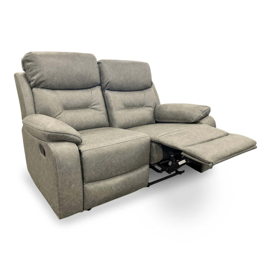'Beaumont' Grey Endurance Fabric Manual Recliner High Back 2 Seater Sofa