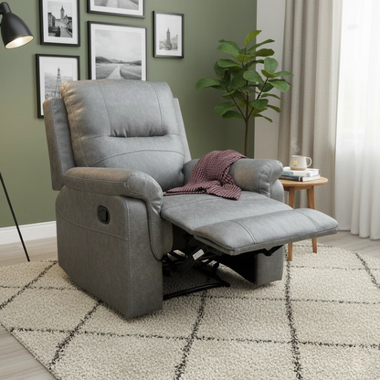‘Azzurri’ Grey Endurance Fabric Manual Recliner Armchair