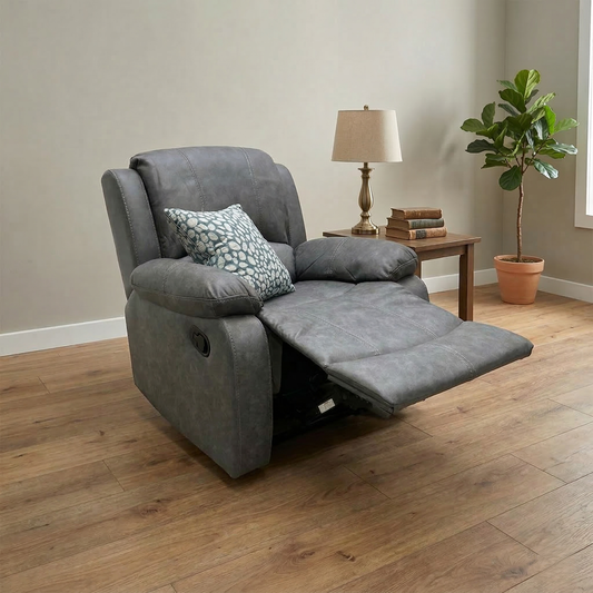 ‘Bennett’ Dark Grey Endurance Fabric Manual Recliner Armchair