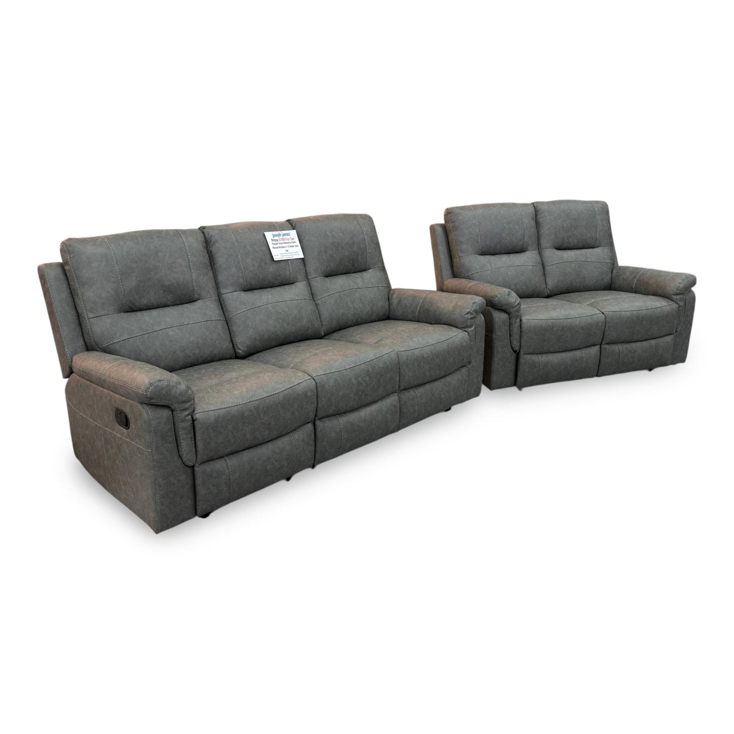 ‘Ranger’ Grey Endurance Fabric Manual Recliner 3 + 2 Seater Sofa Set