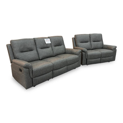 ‘Ranger’ Grey Endurance Fabric Manual Recliner 3 + 2 Seater Sofa Set