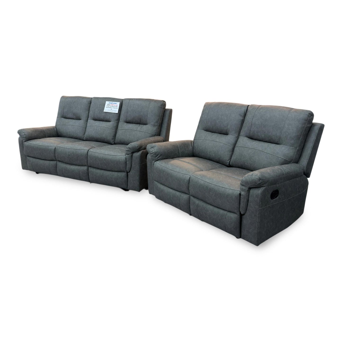 ‘Ranger’ Grey Endurance Fabric Manual Recliner 3 + 2 Seater Sofa Set