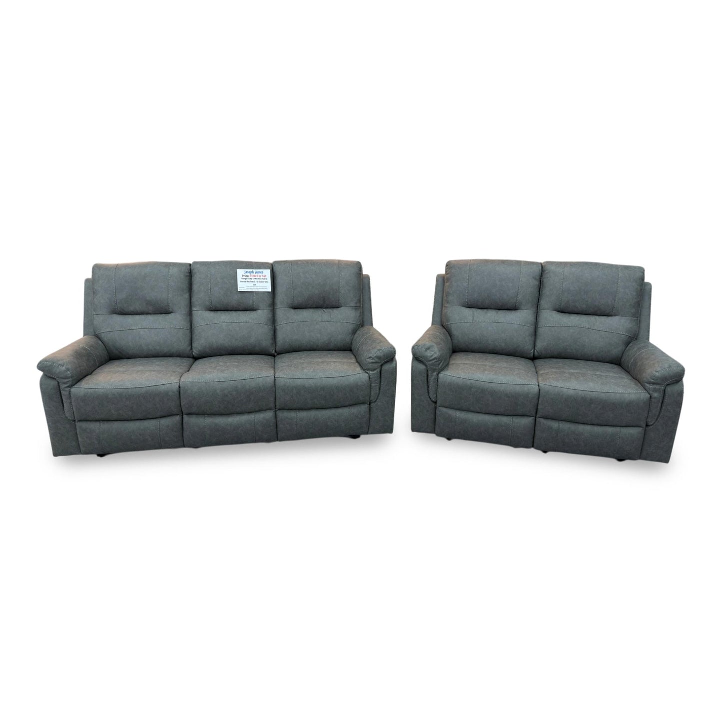 ‘Ranger’ Grey Endurance Fabric Manual Recliner 3 + 2 Seater Sofa Set