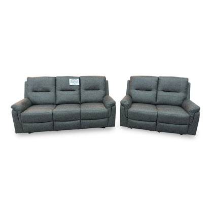 ‘Ranger’ Grey Endurance Fabric Manual Recliner 3 + 2 Seater Sofa Set