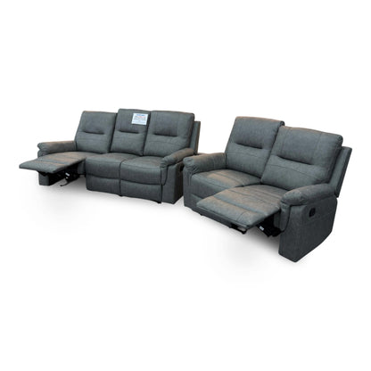 ‘Ranger’ Grey Endurance Fabric Manual Recliner 3 + 2 Seater Sofa Set