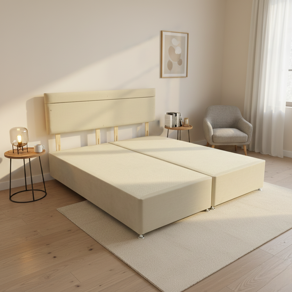 ‘Capella’ Cream Velvet Divan Base + Headboard - Super King - product photo 2