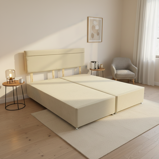 ‘Capella’ Cream Velvet Divan Base + Headboard - Super King