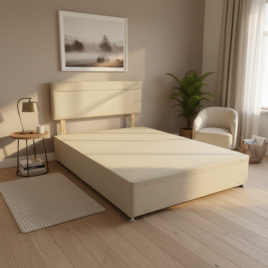 ‘Capella’ Cream Velvet Divan Base + Headboard - King