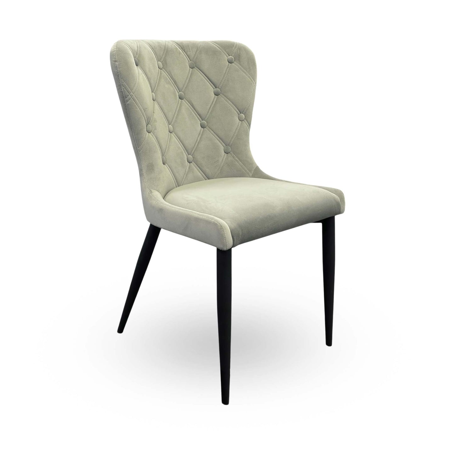 'Donnie' Grey Velvet Button Back Dining Chair