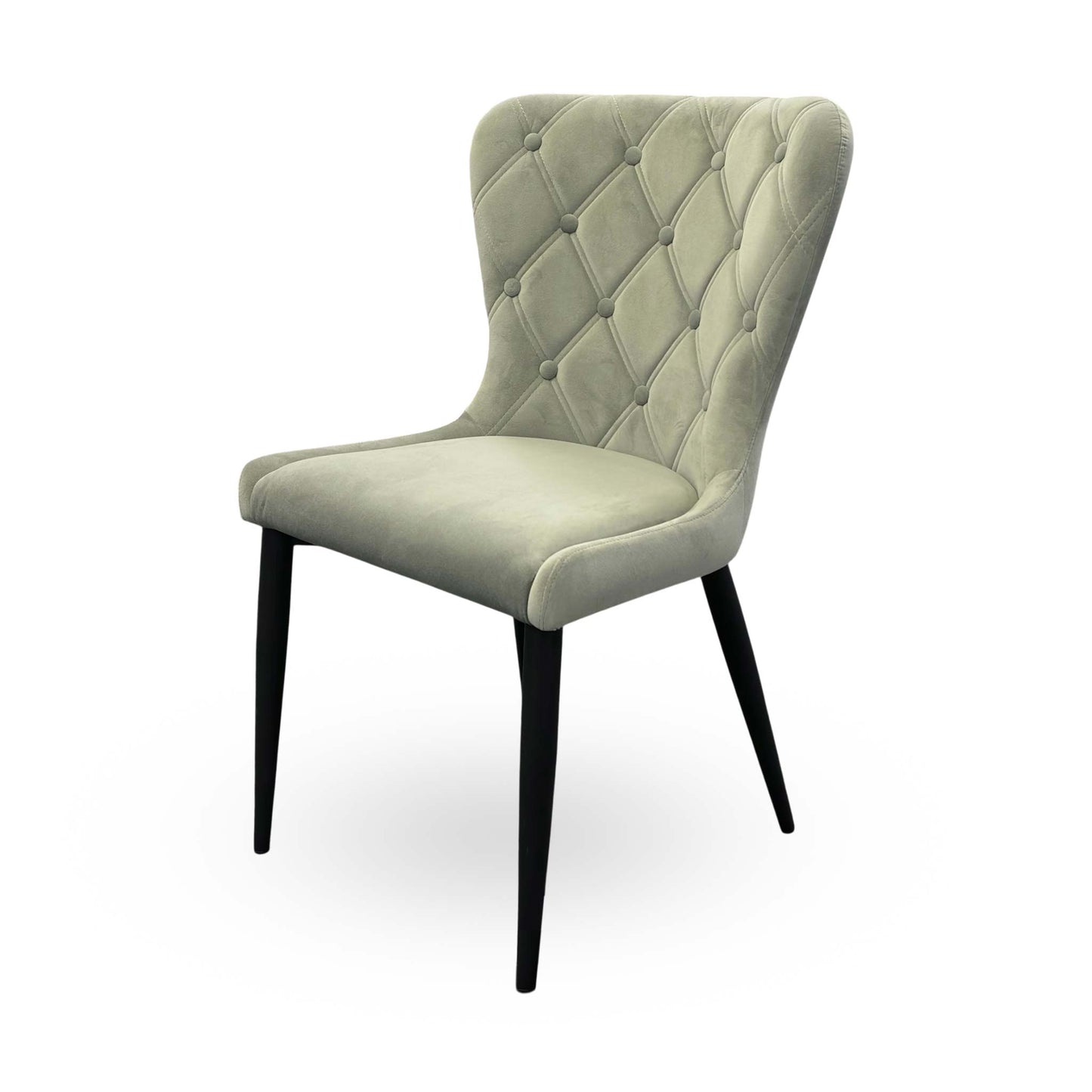 'Donnie' Grey Velvet Button Back Dining Chair