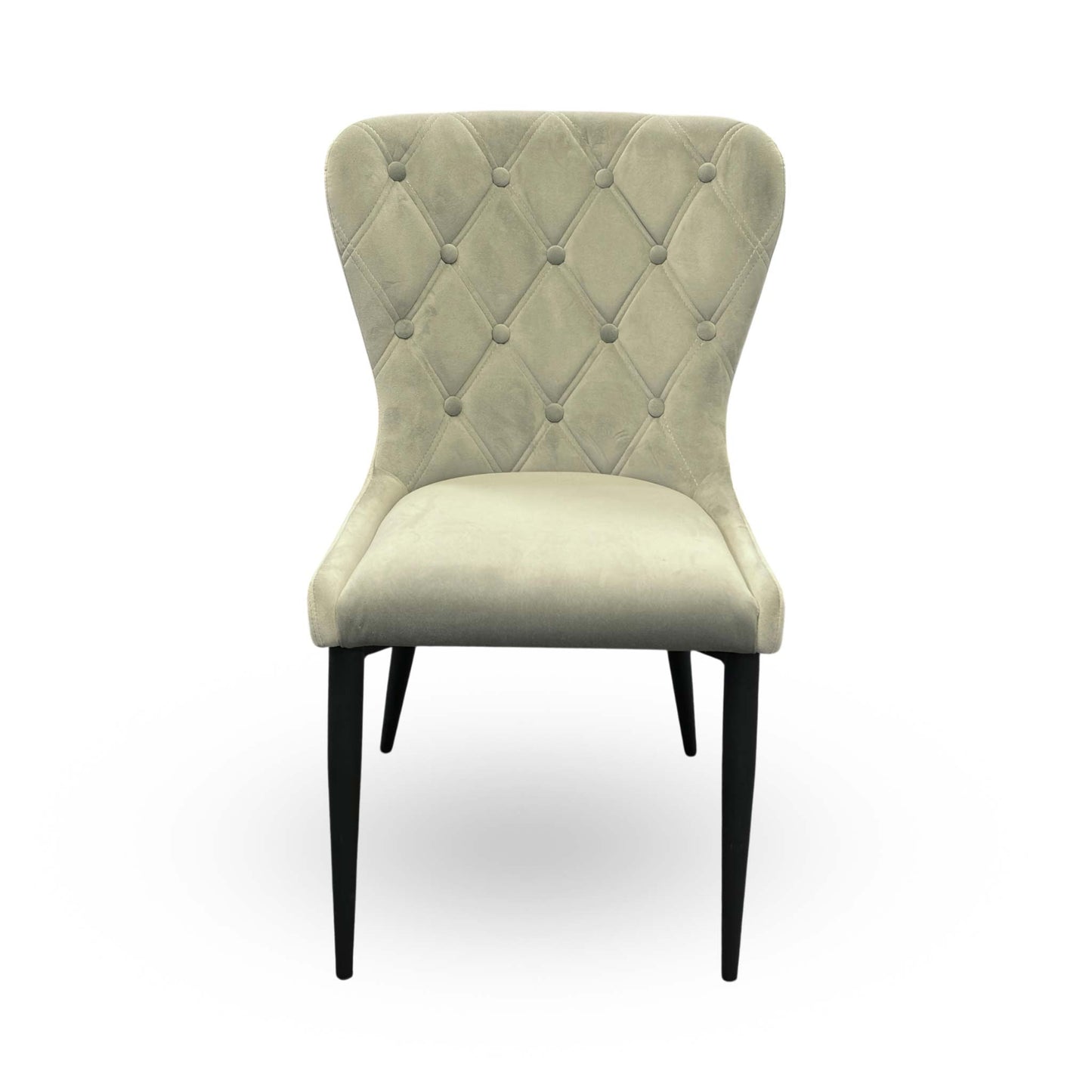 'Donnie' Grey Velvet Button Back Dining Chair