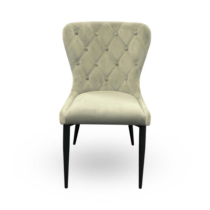 'Donnie' Grey Velvet Button Back Dining Chair