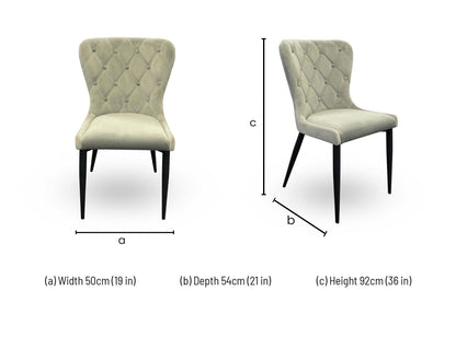 'Donnie' Grey Velvet Button Back Dining Chair