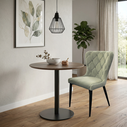 'Donnie' Grey Velvet Button Back Dining Chair