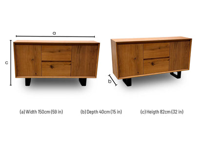 'Aydin' Oak Veneer 2 Door 2 Drawer Side
